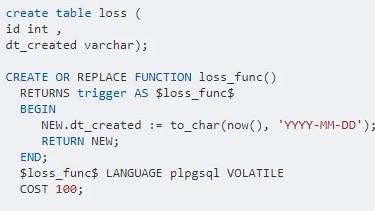 PostgreSQL code